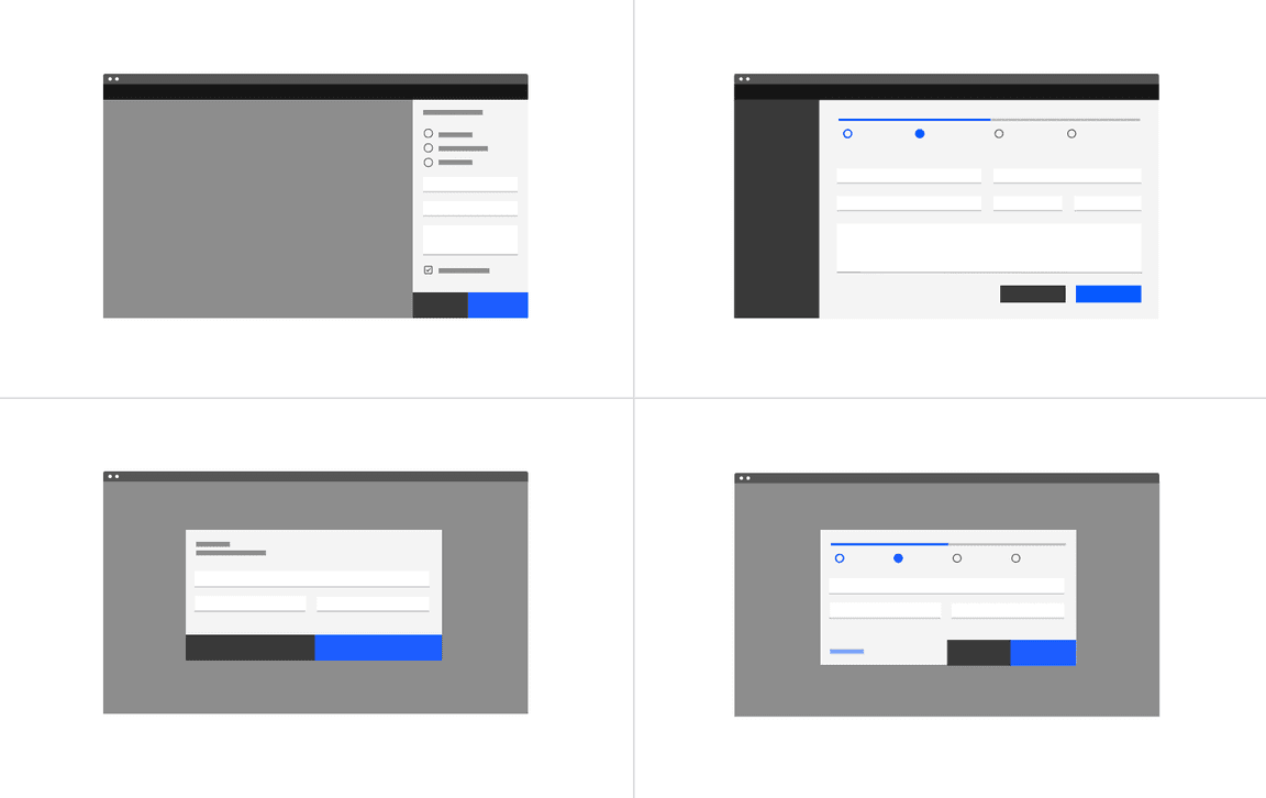 Examples of form with a right-aligned primary button